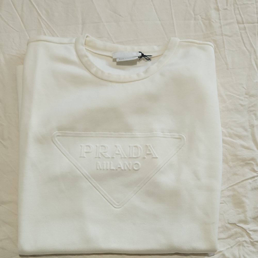 Cotton Prada Cream Logo Tshirt